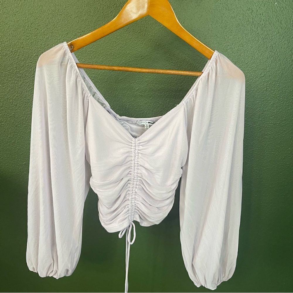 Fashion Nova lilac off the shoulder mesh sleeves medium sexy blouse